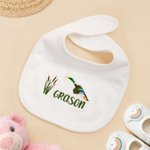 Personalized Embroidered Mallard Duck Reed Soft 100% Cotton Baby Bib with Name Feeding Accessory Baby Shower Welcome Christmas Gift for Baby Kid