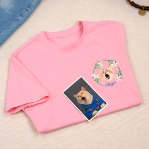 Personalised Pet Face Photo Birth Flower Soft T-shirt Sweatshirt Hoodie with Embroidered Name Birthday Christmas Gift for Pet Lovers