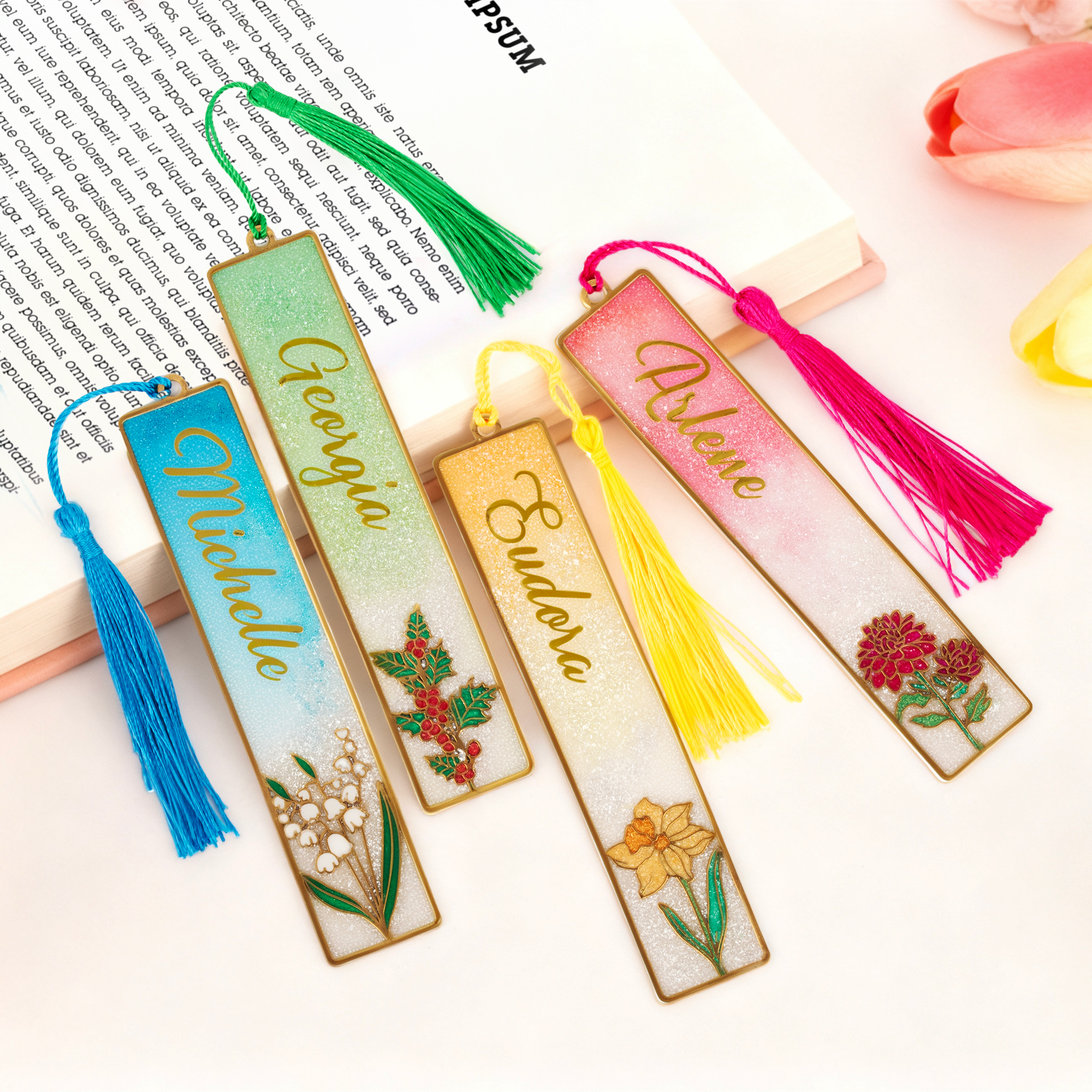 Marque-Page Fleur de Naissance | Cadeau de Noël Personnalisé - Callie FR