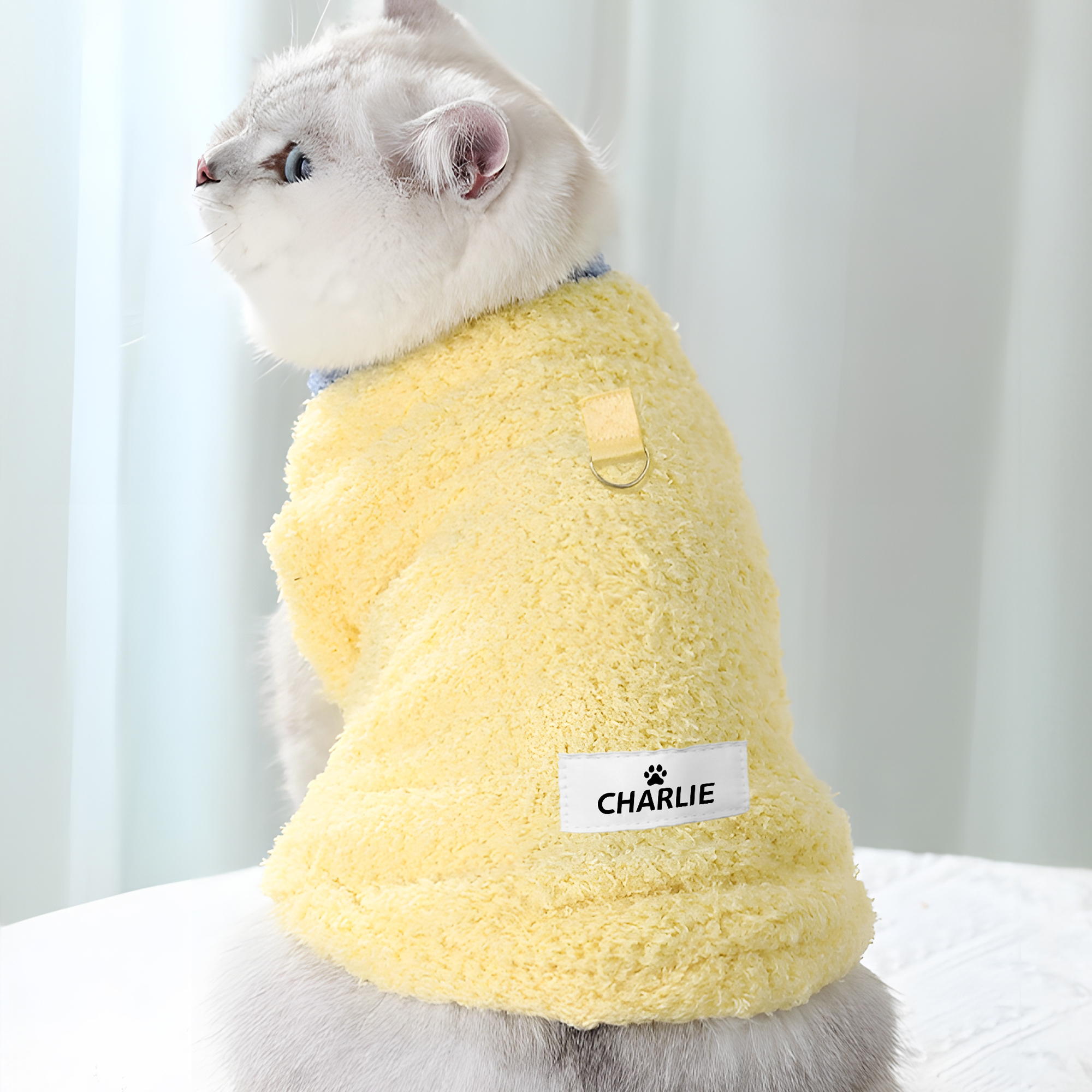 Gilet en peluche personnalisé avec impression de patte, étoile, os et nom de l'animal de compagnie. Cadeau de Noël pour les propriétaires d'animaux de compagnie.