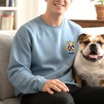 Personalized Pet Face Photo Birth Flower Soft T-shirt Sweatshirt Hoodie with Embroidered Name Birthday Christmas Gift for Pet Lovers