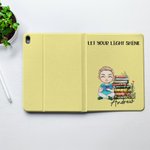 Personalised Cartoon Charatcer Flower Book Pad Case Protective Cover for iPad with Title and Name Daily Use Birthday Gift for Book Lover Bookworm