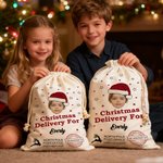 Cappello di Natale personalizzato Stella Alce Grande Coulisse Borsa regalo di Natale con nome e foto Regalo di Natale per i bambini Amici