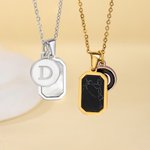 Personalized Minimalist Square Imitation Agate Stone Necklace with Initial Birthday Anniversary Gift for Women