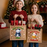 Personalised Christmas Snowman Large Capacity Jute Tote Bag with Snowflake and Name Daily Use Christmas Party Gift for Women Family Friends
