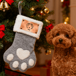 Personalised Pet Ear Outline Paw Christmas Stocking with Name Fireplace Decor Christmas Gift for Pet Owners Lovers