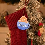 Personalized Cute Gingerbread Man Santa Claus Coffee Mug Wooden Ornament with Name Home Decor Christmas Gift for Family