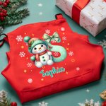 Cappello personalizzato Cartoon Natale Pupazzo di neve iniziale Regalo di Natale per bambini Grembiule da cuoco regolabile con nome e tasca per cucinare