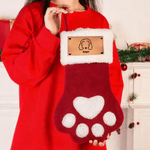 Personalised Pet Ear Outline Paw Christmas Stocking with Name Fireplace Decor Christmas Gift for Pet Owners Lovers