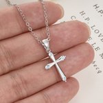 Personalised Cross 4 Birthstones Necklace Dainty Jewellery Baptism Religious Birthday Gift for Christians Women