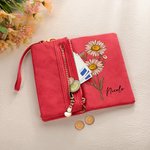 Portafoglio con cinturino da polso personalizzato in pelle PU con portacarte e nome regalo di compleanno e anniversario per donne