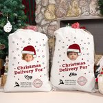 Cappello di Natale personalizzato Stella Alce Grande Coulisse Borsa regalo di Natale con nome e foto Regalo di Natale per i bambini Amici