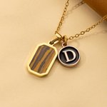 Personalized Minimalist Square Imitation Agate Stone Necklace with Initial Birthday Anniversary Gift for Women