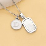 Personalized Minimalist Square Imitation Agate Stone Necklace with Initial Birthday Anniversary Gift for Women