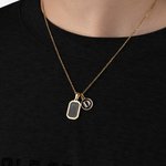 Personalized Minimalist Square Imitation Agate Stone Necklace with Initial Birthday Anniversary Gift for Women