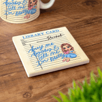 Personalised Cartoon Reading Character Ceramic Mug and Coaster Set with Name Birthday Reading Club Gift for Book Lovers Women