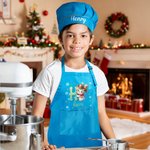 Cappello personalizzato Cartoon Natale Pupazzo di neve iniziale Regalo di Natale per bambini Grembiule da cuoco regolabile con nome e tasca per cucinare