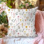 Personalized Watercolor Wildflower Soft Throw Pillow Cover with Name Home Decor Housewarming Birthday Christmas Gift for Family Friends Women
