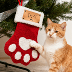 Personalised Pet Ear Outline Paw Christmas Stocking with Name Fireplace Decor Christmas Gift for Pet Owners Lovers