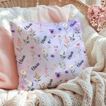 Personalized Watercolor Wildflower Soft Throw Pillow Cover with Name Home Decor Housewarming Birthday Christmas Gift for Family Friends Women
