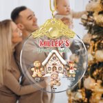 Personalisierte Schneeflocke Lebkuchen Männer Haus Glas hängenden Ornament mit Namen und Text Baumschmuck lustige Weihnachtsgeschenk für Familie Freund