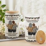 Personalized Leopard Cartoon Mother and Daughter 20 oz Frosted Clear Glass Cup with Name and Straw Birthday Gift for Women
