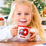 Personalised Cute Cartoon Snowman Initial 12 oz Enamel Mug with Name Christmas Gift for Boys Girls