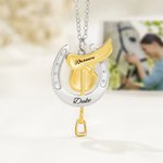 Personalized Horseshoe Saddle Protective Necklace with Name Dainty Jewelry Birthday Anniversary Christmas Gift for Horse Owners Lovers