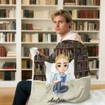 Personlig bokhylla Tecknad karaktär Mjuk filt med huva med namn Heminredning Födelsedagspresent för bokälskare