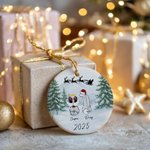 Ornement personnalisé double face en céramique avec nom et année Cadeau de Noël commémoratif pour les propriétaires d'animaux de compagnie