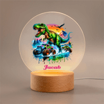 Personalisierte Dynamic Truck Dinosaurier LED-Nachtlicht mit Namen und hölzerne Basis Home Decor Geburtstagsgeschenk für Jungen