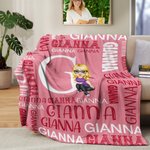 Personalizada Familia Personaje de dibujos animados suave manta con el nombre y la inicial Decoración del hogar Cumpleaños Regalo de Navidad para la familia Amigos