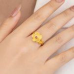 Personalised Birthstone Rose Flower Urn Ring with Engraved Text Cremation Jewellery for Ashes of Loved Ones Memorial Gift for Women