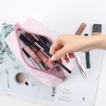 Personalized Birth  Flower Cartoon Character Multicolor Makeup Bag with Name Daily Use Travel Birthday Gift for Women