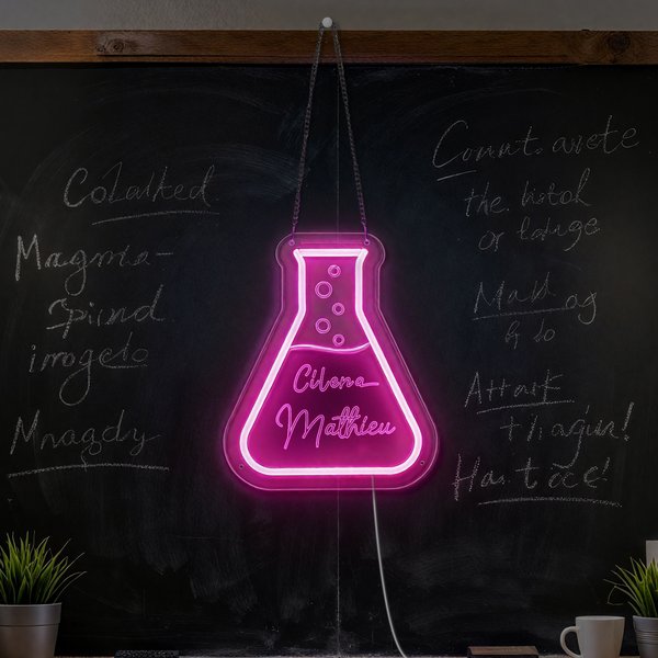 Personalised Multicolor Science Beaker Neon Sign with Name Science Classroom Decor Back to School Teacher's Day Gift for Teacher