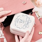 Personalised Romantic Wedding Bow PU Leather Jewellery Box with Name and Date  Bridal Shower Wedding Gift for Newlyweds Couples