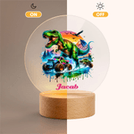 Personalisierte Dynamic Truck Dinosaurier LED-Nachtlicht mit Namen und hölzerne Basis Home Decor Geburtstagsgeschenk für Jungen