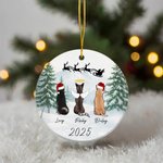 Ornement personnalisé double face en céramique avec nom et année Cadeau de Noël commémoratif pour les propriétaires d'animaux de compagnie