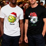 Personalized Christmas Hat Sports Ball Multicolor Adult T-shirt Sweatshirt Hoodie with Name Christmas Team Day Gift for Family Friends