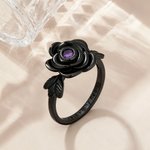 Personalised Birthstone Rose Flower Urn Ring with Engraved Text Cremation Jewellery for Ashes of Loved Ones Memorial Gift for Women