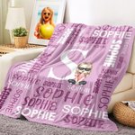 Personalizada Familia Personaje de dibujos animados suave manta con el nombre y la inicial Decoración del hogar Cumpleaños Regalo de Navidad para la familia Amigos