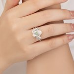 Personalised Birthstone Rose Flower Urn Ring with Engraved Text Cremation Jewellery for Ashes of Loved Ones Memorial Gift for Women