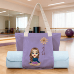 Personalized Cartoon Character Birth Flower Yoga Mat Tote Bag with Name Yoga Accessories Birthday Sports Club Gift for Yoga Lovers