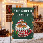 Personalized 2-20 Cute 3D Gingerbread Men Garden Flag with Title and Name Merry Christmas Gift for Grandparents Gardening Lovers