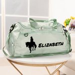Personalized Horse Riding Design Large Travel Duffle Bag with Multiple Compartments and Shoulder Strap Birthday Equestrian Gift for Horse Lovers