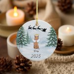 Ornement personnalisé double face en céramique avec nom et année Cadeau de Noël commémoratif pour les propriétaires d'animaux de compagnie