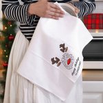 Personalized Reindeer Design 100% Cotton Soft Tea Towel with 1-18 Names and Text Kitchen Use Christmas Gift for Family Friends