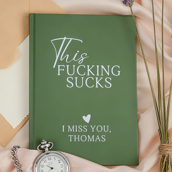 Personalised This Fucking Sucks A5 Grief Journal Notebook with Text Daily Memorial Bereavement Gift for Loss of Dad Mom Wife Husband