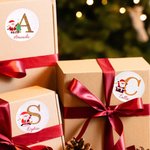 Henkilökohtainen Santa Claus Initial Glitter vedenpitävä tarrat tarrat nimi lahja sisustus joulujuhla suosikkeja perheelle ystävät