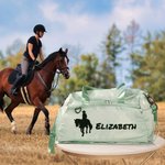 Personalized Horse Riding Design Large Travel Duffle Bag with Multiple Compartments and Shoulder Strap Birthday Equestrian Gift for Horse Lovers